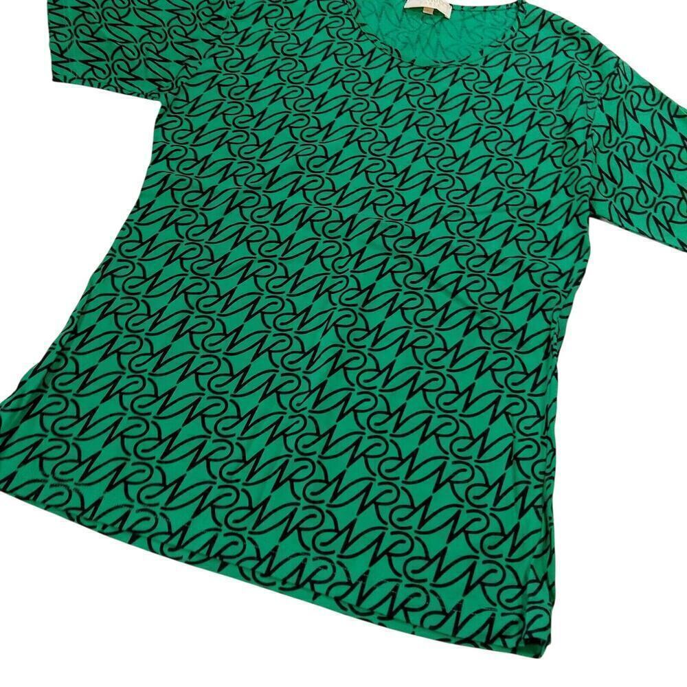 Nina Ricci Paris Vintage Women's T Shirt Top Size L New Green Logo Print - Picture 2 of 8